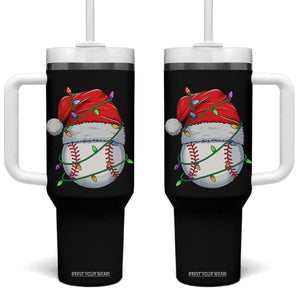 Christmas Baseball Tumbler With Handle Santa Hat Sports Men Boys Xmas Pajamas TS10 One Size: 40 oz Black Print Your Wear