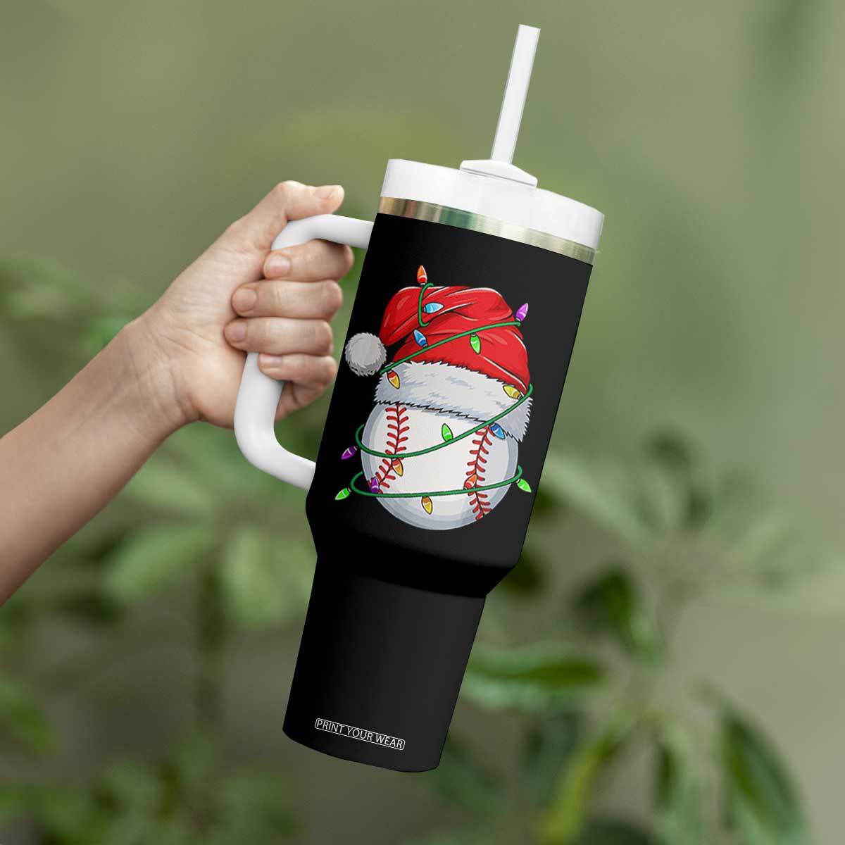 Christmas Baseball Tumbler With Handle Santa Hat Sports Men Boys Xmas Pajamas TS10 Print Your Wear