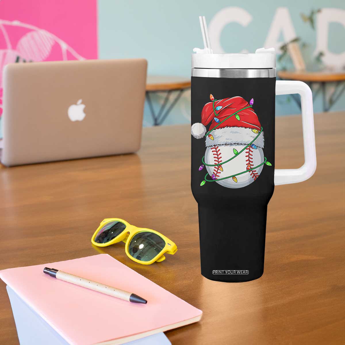 Christmas Baseball Tumbler With Handle Santa Hat Sports Men Boys Xmas Pajamas TS10 Print Your Wear