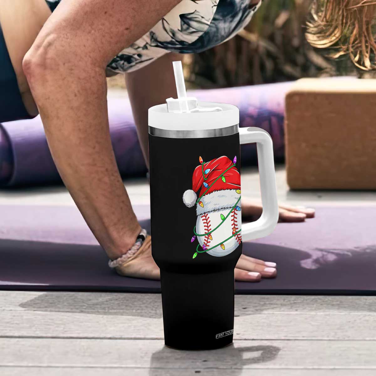 Christmas Baseball Tumbler With Handle Santa Hat Sports Men Boys Xmas Pajamas TS10 Print Your Wear