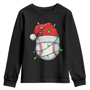 Christmas Baseball Youth Sweatshirt Santa Hat Sports Men Boys Xmas Pajamas TS10 Black Print Your Wear