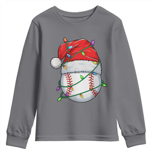Christmas Baseball Youth Sweatshirt Santa Hat Sports Men Boys Xmas Pajamas TS10 Charcoal Print Your Wear