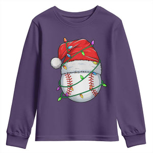 Christmas Baseball Youth Sweatshirt Santa Hat Sports Men Boys Xmas Pajamas TS10 Purple Print Your Wear