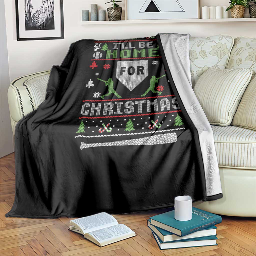 Baseball Ugly Christmas Throw Blanket I'll Be Home For Xmas TS10 Print Your Wear
