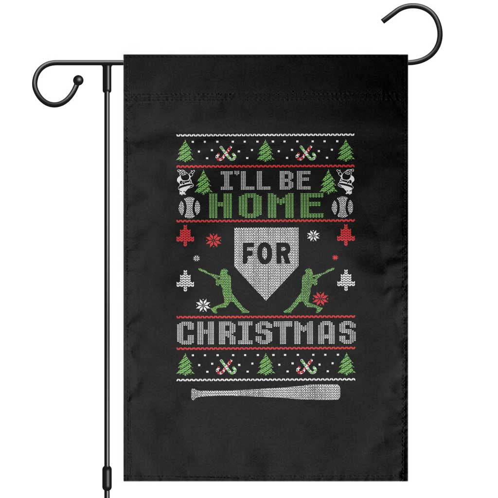 Baseball Ugly Christmas Garden Flag I'll Be Home For Xmas TS10 Black Print Your Wear