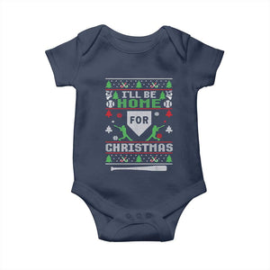 Baseball Ugly Christmas Baby Onesie I'll Be Home For Xmas TS10 Navy Print Your Wear