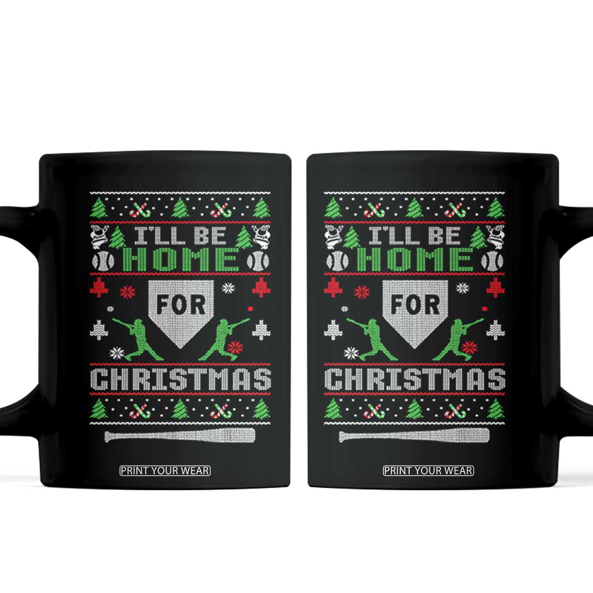 Baseball Ugly Christmas Coffee Mug I'll Be Home For Xmas TS10 Black Print Your Wear