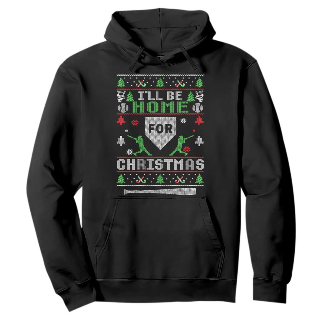 Baseball Ugly Christmas Hoodie I'll Be Home For Xmas TS10 Black Print Your Wear