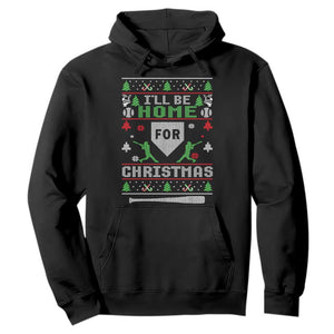 Baseball Ugly Christmas Hoodie I'll Be Home For Xmas TS10 Black Print Your Wear