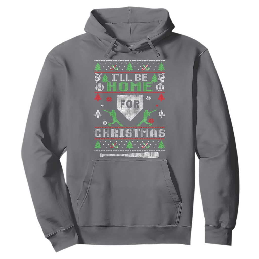Baseball Ugly Christmas Hoodie I'll Be Home For Xmas TS10 Charcoal Print Your Wear
