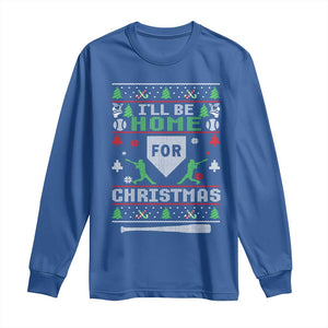 Baseball Ugly Christmas Long Sleeve Shirt I'll Be Home For Xmas TS10 Royal Blue Print Your Wear