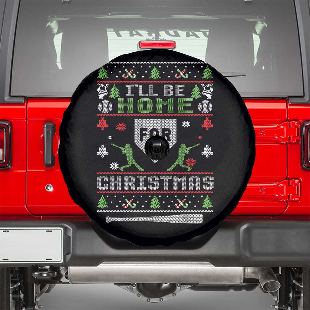 Baseball Ugly Christmas Spare Tire Cover I'll Be Home For Xmas TS10 Black Print Your Wear