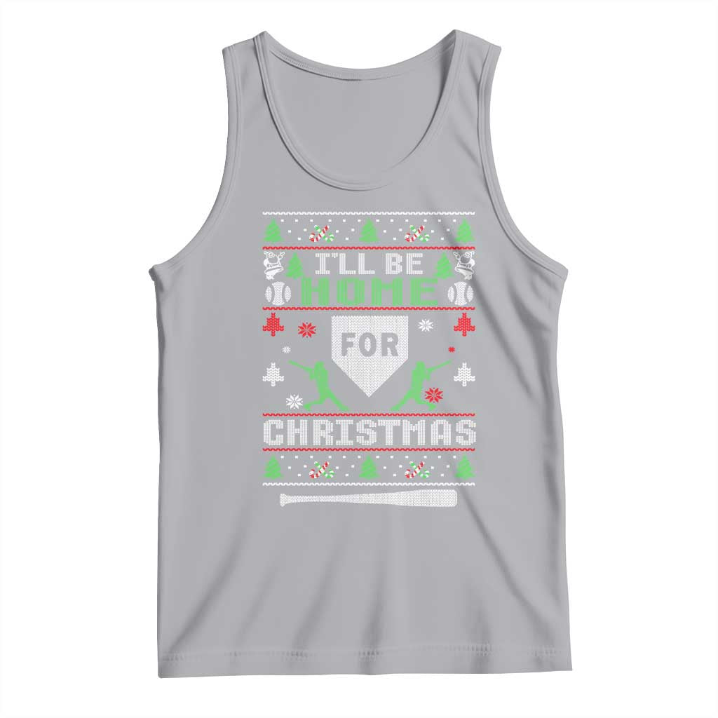 Baseball Ugly Christmas Tank Top I'll Be Home For Xmas TS10 Athletic Heather Print Your Wear
