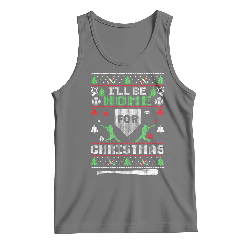 Baseball Ugly Christmas Tank Top I'll Be Home For Xmas TS10 Black Heather Print Your Wear