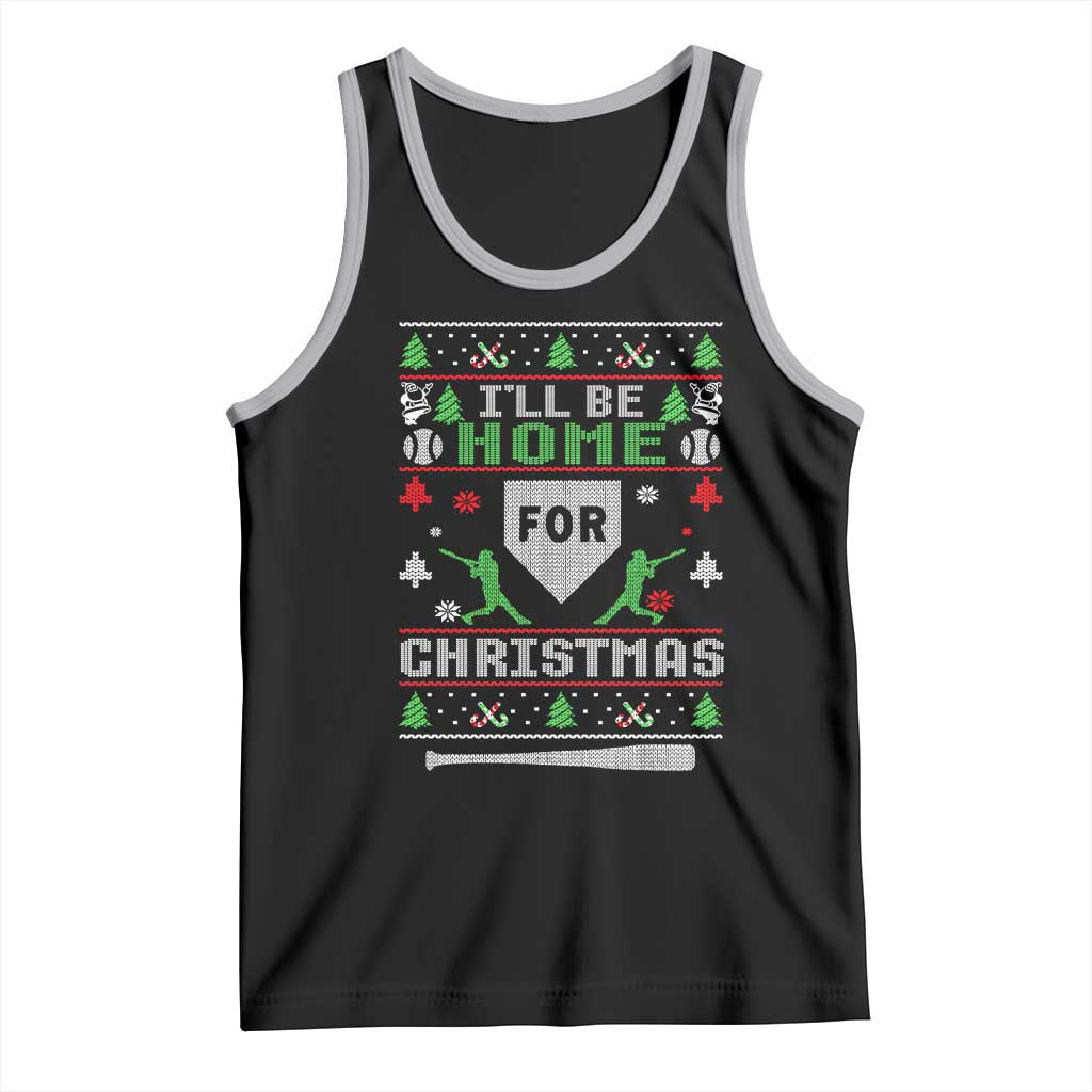 Baseball Ugly Christmas Tank Top I'll Be Home For Xmas TS10 Black Athletic Heather Print Your Wear