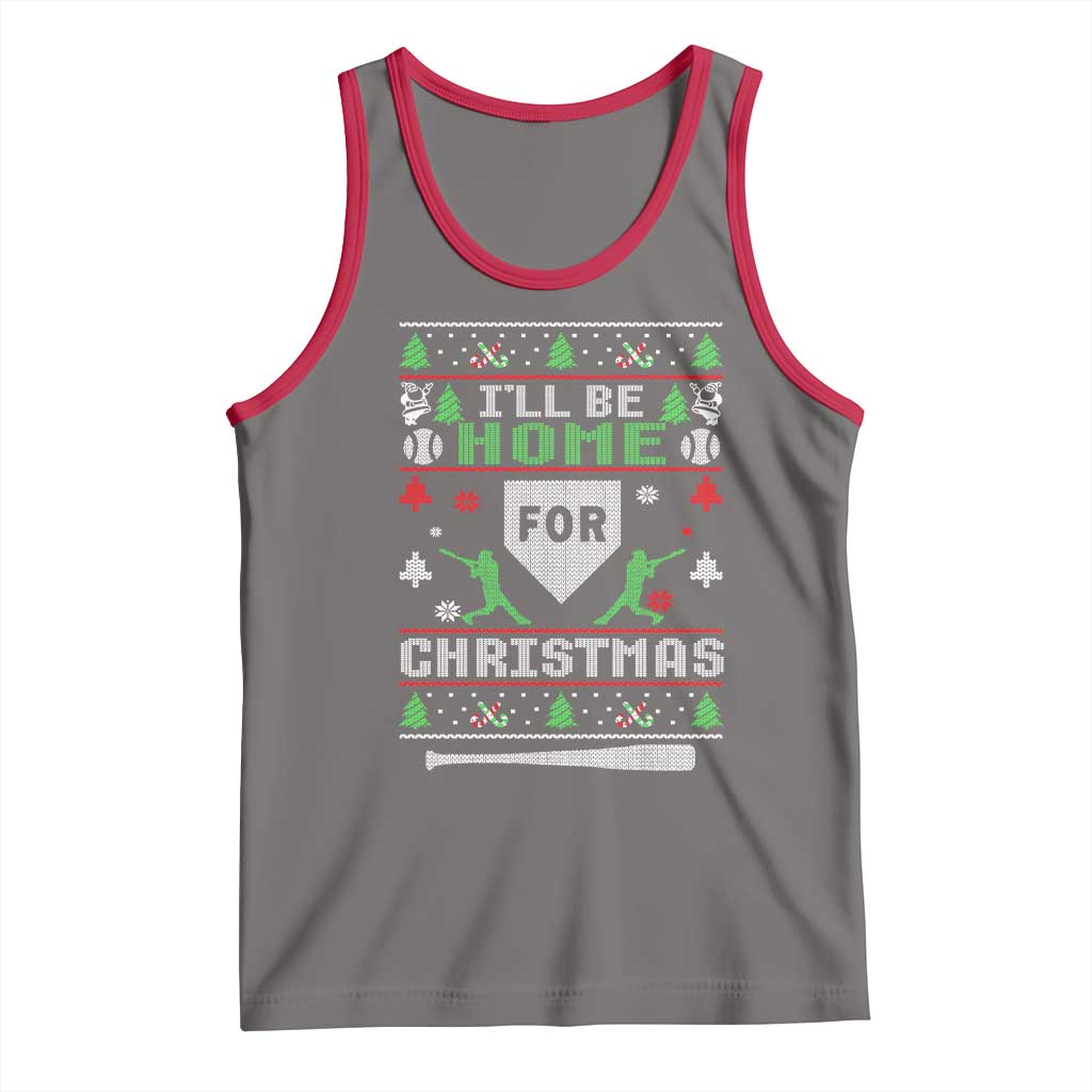 Baseball Ugly Christmas Tank Top I'll Be Home For Xmas TS10 Deep Heather Red Print Your Wear