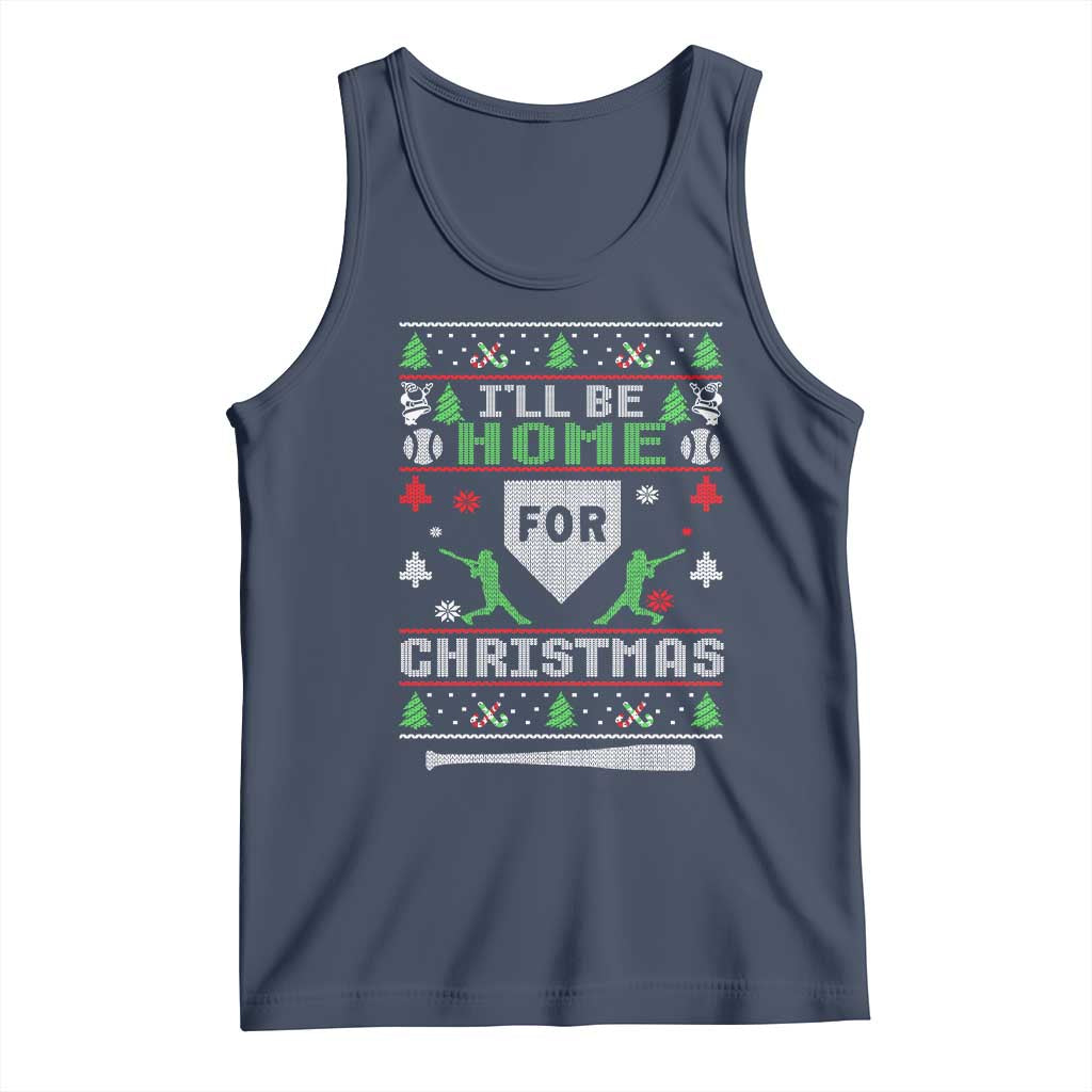 Baseball Ugly Christmas Tank Top I'll Be Home For Xmas TS10 Navy Print Your Wear