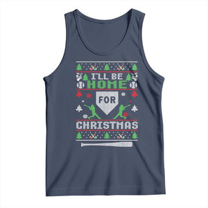 Baseball Ugly Christmas Tank Top I'll Be Home For Xmas TS10 Navy Print Your Wear