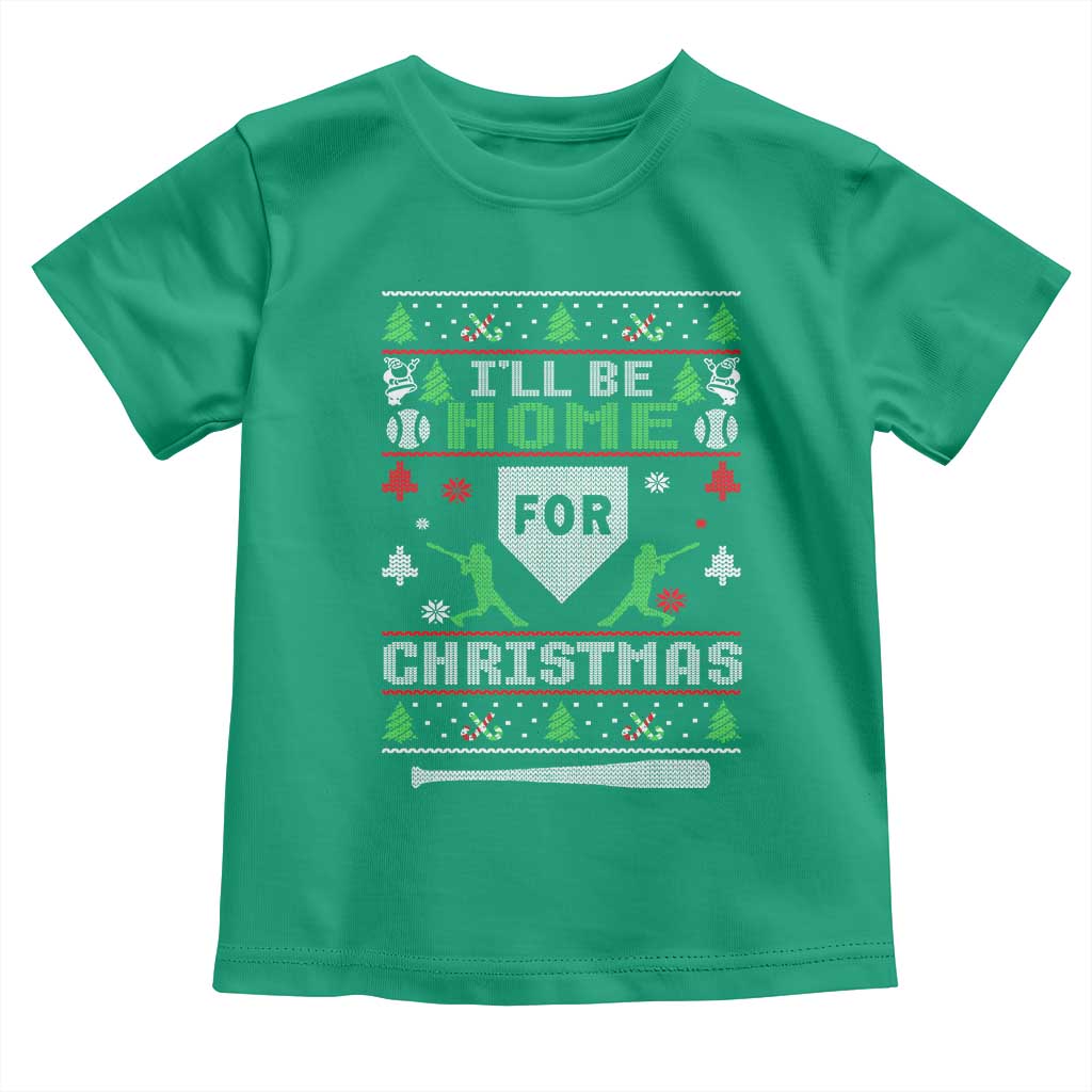 Baseball Ugly Christmas Toddler T Shirt I'll Be Home For Xmas TS10 Irish Green Print Your Wear