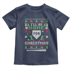 Baseball Ugly Christmas Toddler T Shirt I'll Be Home For Xmas TS10 Navy Print Your Wear