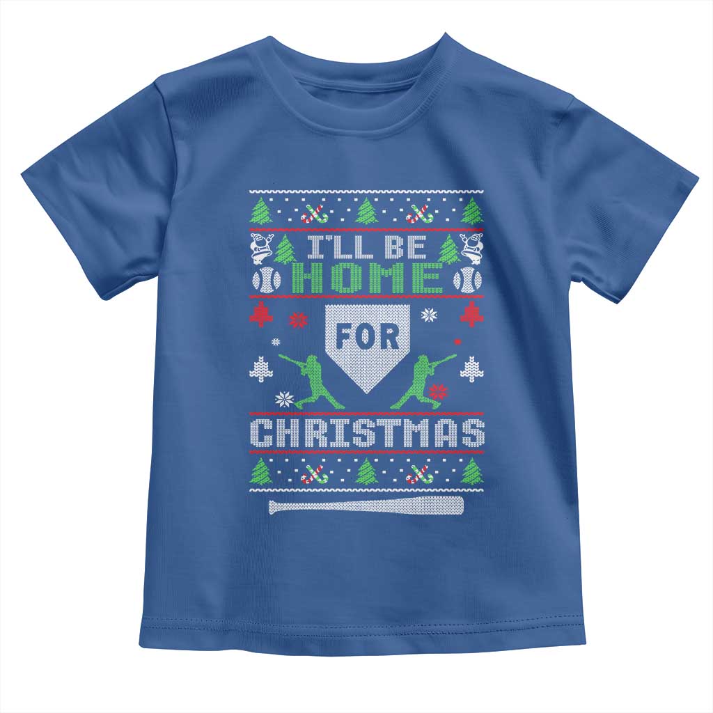 Baseball Ugly Christmas Toddler T Shirt I'll Be Home For Xmas TS10 Royal Blue Print Your Wear