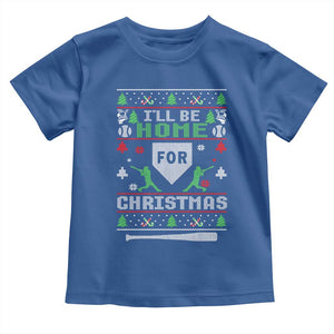 Baseball Ugly Christmas Toddler T Shirt I'll Be Home For Xmas TS10 Royal Blue Print Your Wear