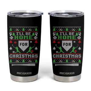 Baseball Ugly Christmas Tumbler Cup I'll Be Home For Xmas TS10 Black Print Your Wear