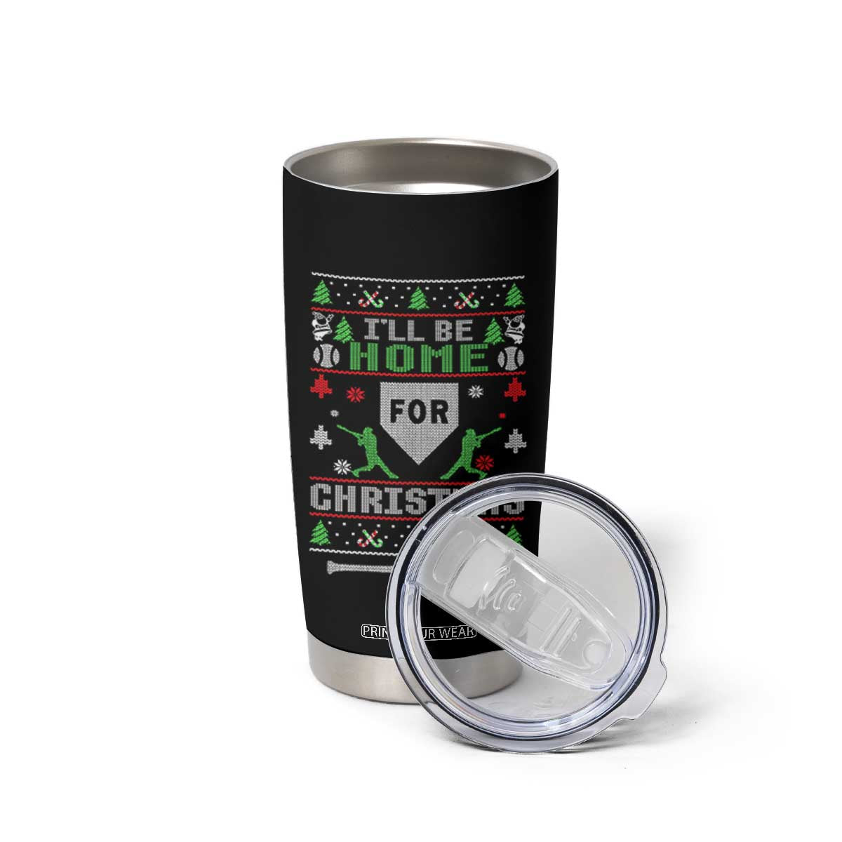 Baseball Ugly Christmas Tumbler Cup I'll Be Home For Xmas TS10 Print Your Wear
