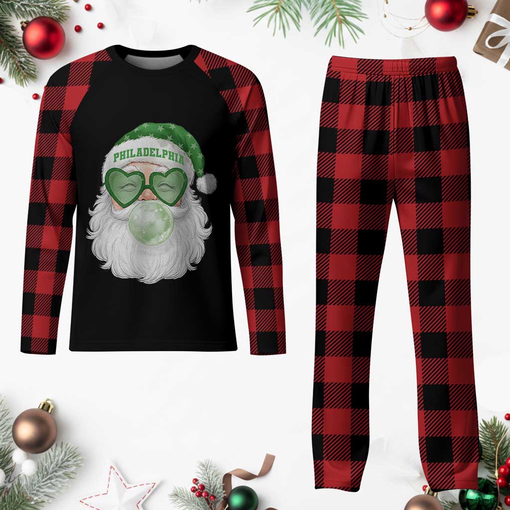 Christmas PFE Plaid Pajama Set Vintage Retro Santa Bubble Gum Game Day TS10 Buffalo Plaid Print Your Wear