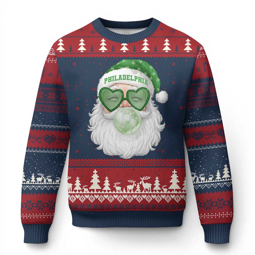 Christmas PFE Ugly Christmas Sweater Vintage Retro Santa Bubble Gum Game Day TS10 Navy Red Print Your Wear