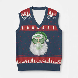 Christmas PFE V-Neck Knit Sweater Vest Vintage Retro Santa Bubble Gum Game Day TS10 Navy Red Print Your Wear