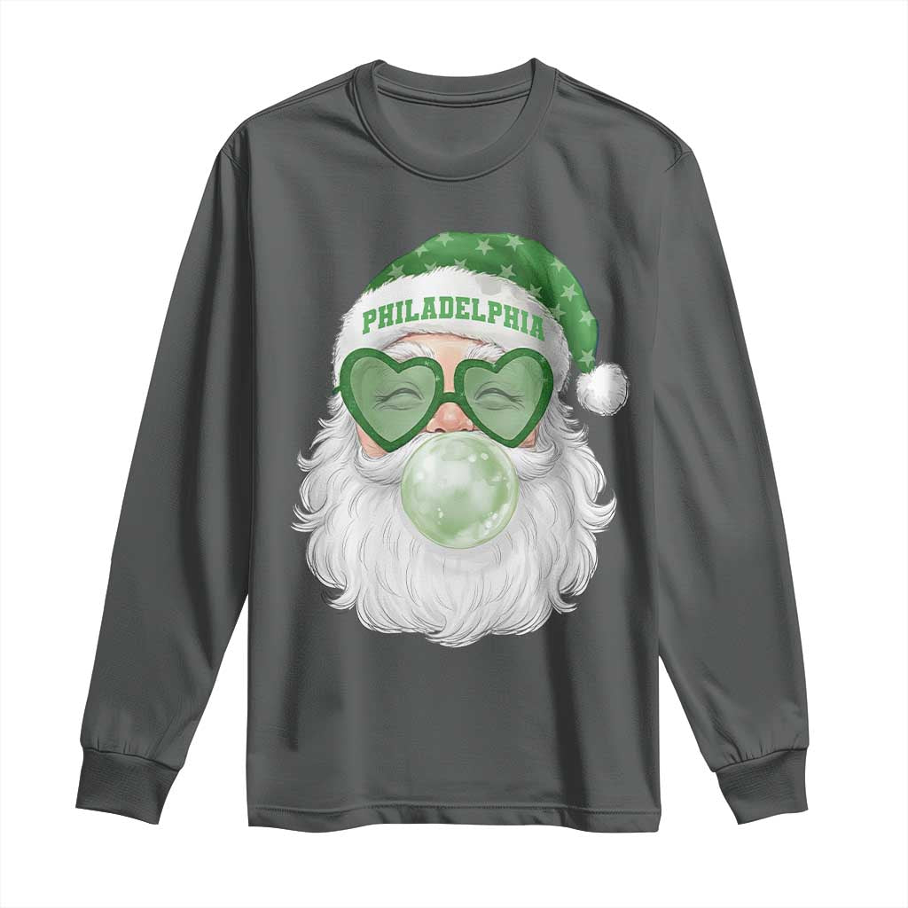 Christmas PFE Long Sleeve Shirt Vintage Retro Santa Bubble Gum Game Day TS10 Dark Heather Print Your Wear