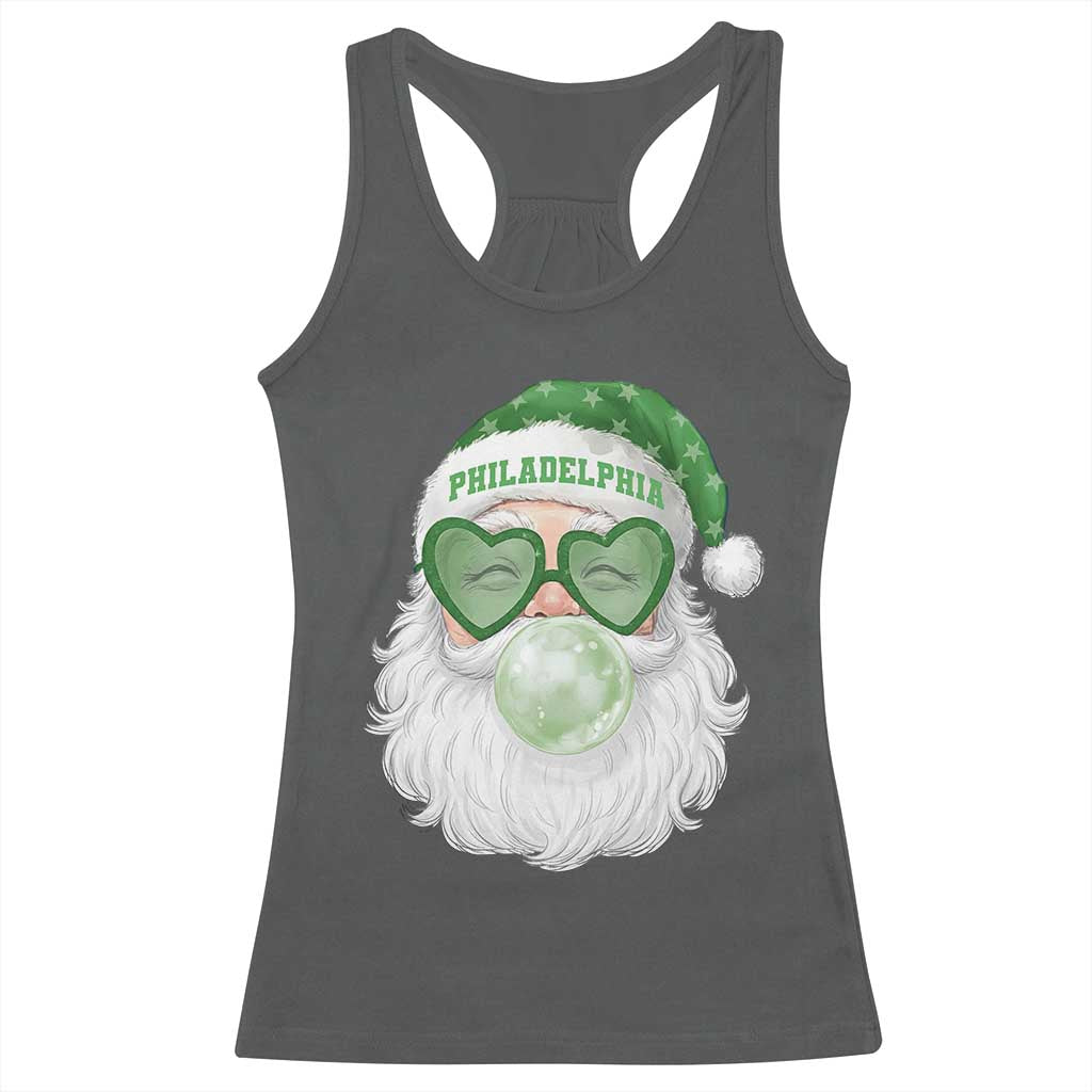 Christmas PFE Racerback Tank Top Vintage Retro Santa Bubble Gum Game Day TS10 Dark Heather Print Your Wear