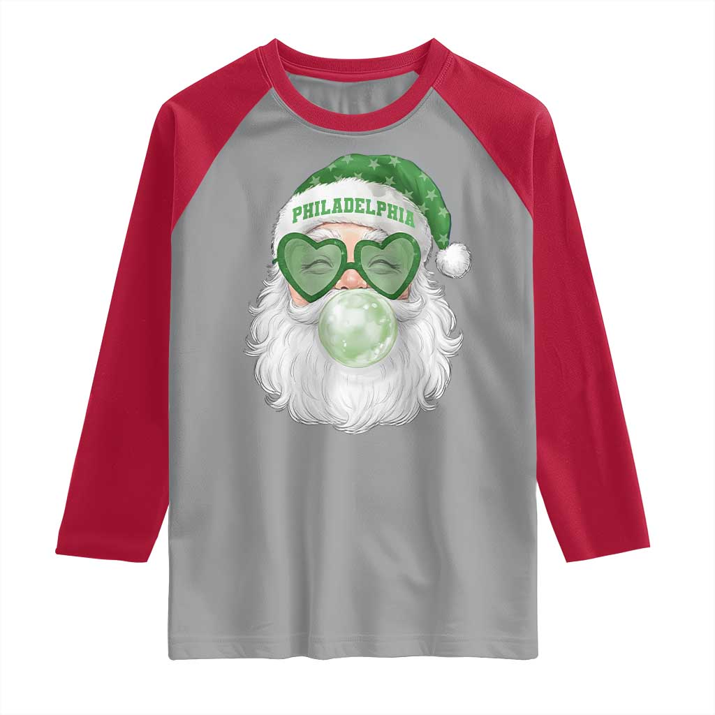 Christmas PFE Raglan Shirt Vintage Retro Santa Bubble Gum Game Day TS10 Sport Gray Red Print Your Wear