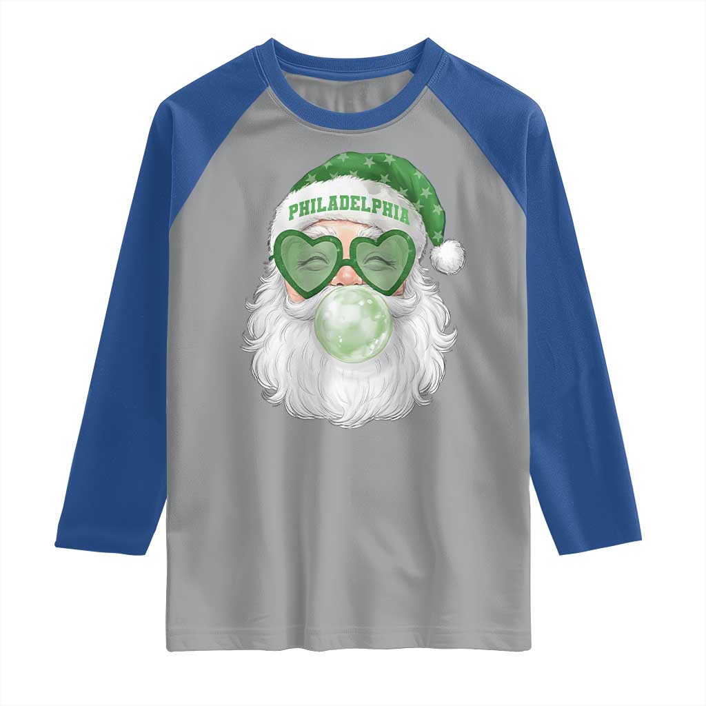 Christmas PFE Raglan Shirt Vintage Retro Santa Bubble Gum Game Day TS10 Sport Gray Royal Print Your Wear