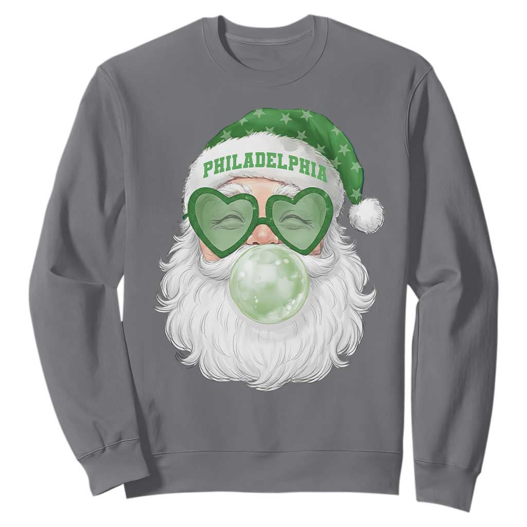 Christmas Philadelphia Fan Sweatshirt Vintage Retro Santa Bubble Gum Game Day TS10 Charcoal Print Your Wear