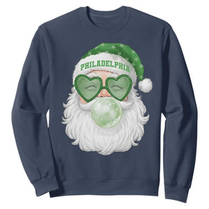 Christmas Philadelphia Fan Sweatshirt Vintage Retro Santa Bubble Gum Game Day TS10 Navy Print Your Wear