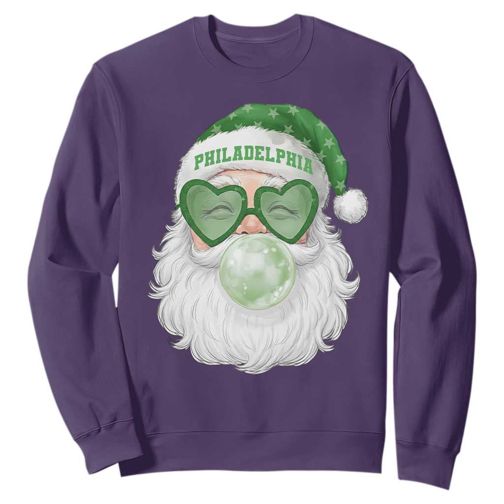 Christmas Philadelphia Fan Sweatshirt Vintage Retro Santa Bubble Gum Game Day TS10 Purple Print Your Wear