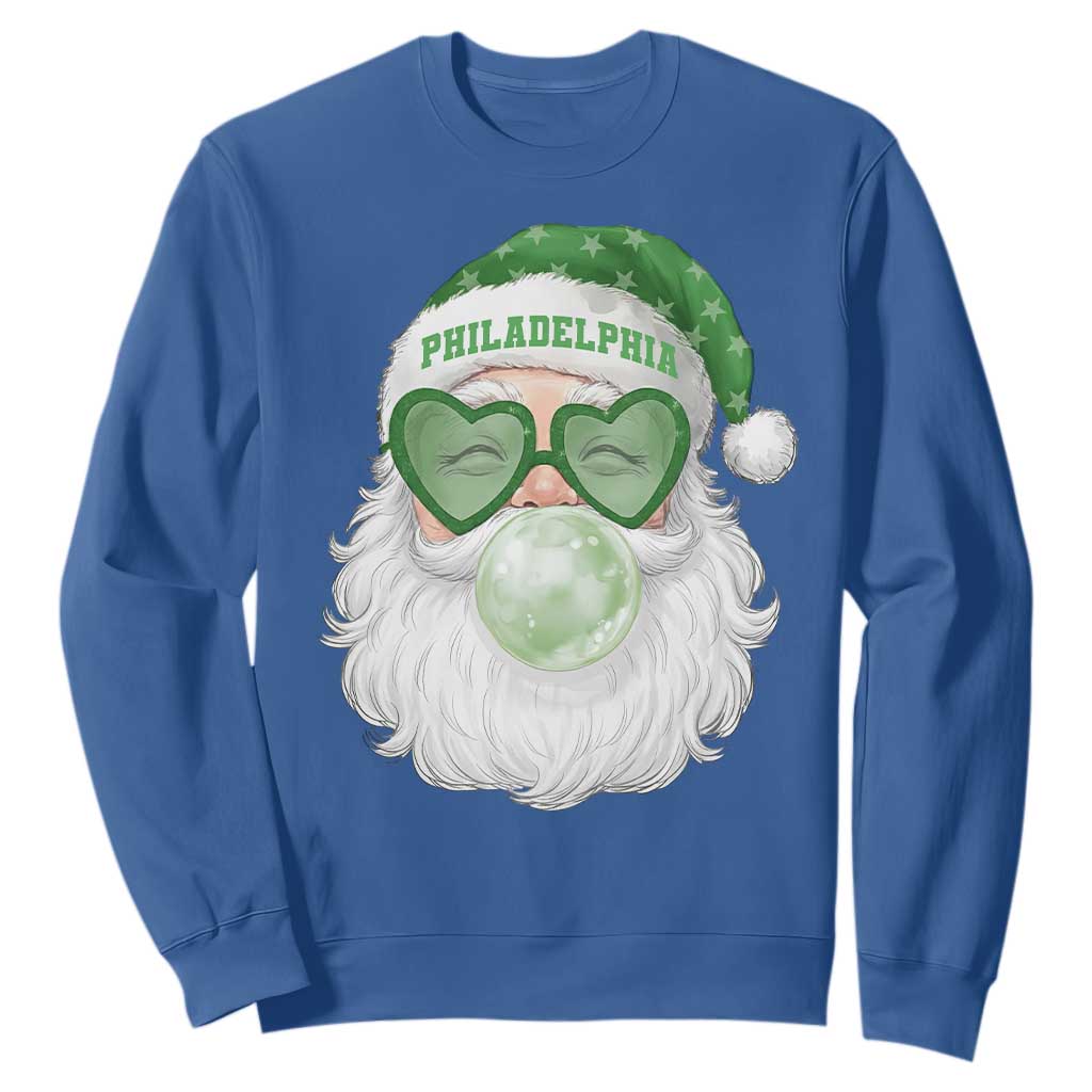 Christmas Philadelphia Fan Sweatshirt Vintage Retro Santa Bubble Gum Game Day TS10 Royal Blue Print Your Wear