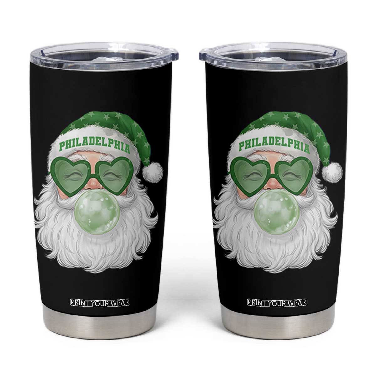 Christmas Philadelphia Fan Tumbler Cup Vintage Retro Santa Bubble Gum Game Day TS10 Black Print Your Wear