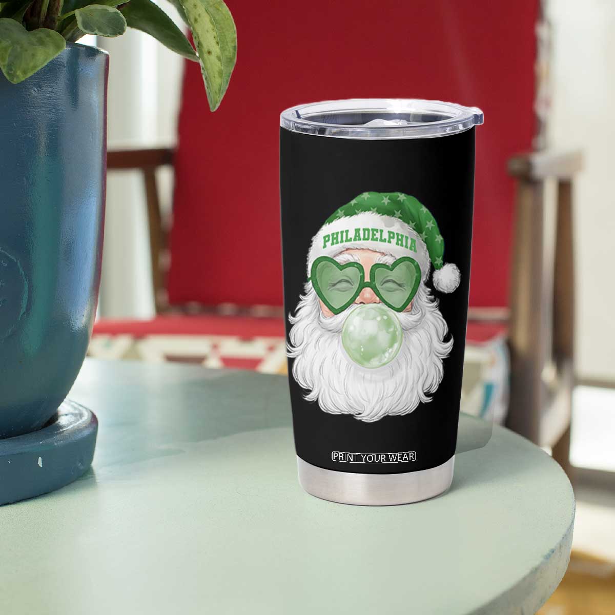 Christmas Philadelphia Fan Tumbler Cup Vintage Retro Santa Bubble Gum Game Day TS10 Print Your Wear