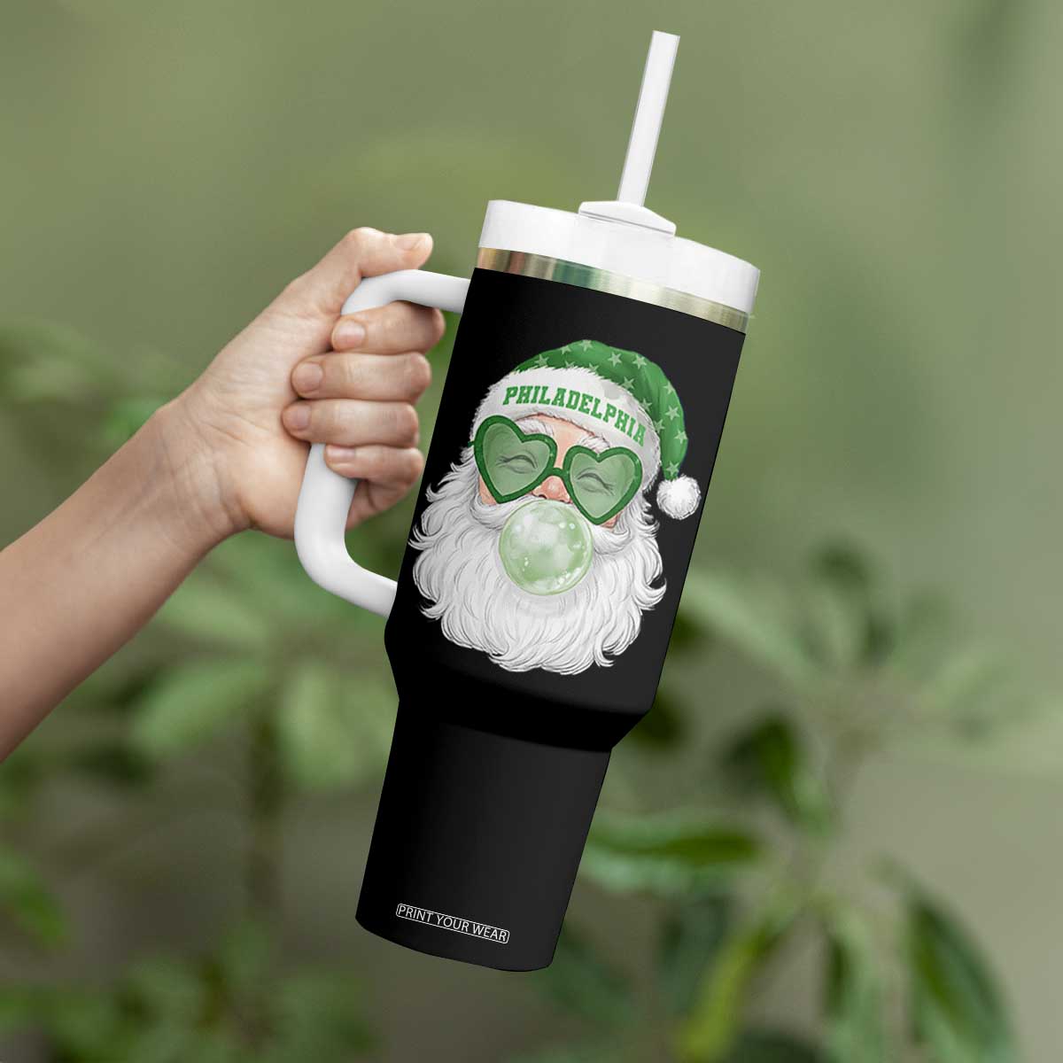 Christmas PFE Tumbler With Handle Vintage Retro Santa Bubble Gum Game Day TS10 Print Your Wear