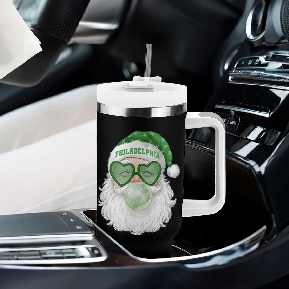 Christmas PFE Tumbler With Handle Vintage Retro Santa Bubble Gum Game Day TS10 Print Your Wear