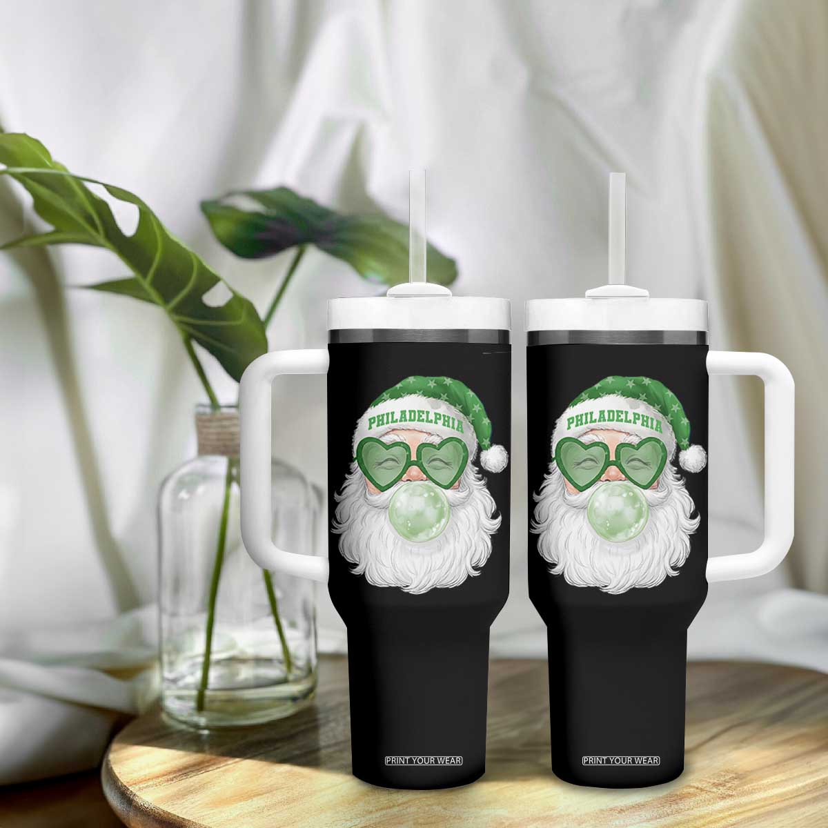 Christmas PFE Tumbler With Handle Vintage Retro Santa Bubble Gum Game Day TS10 Print Your Wear