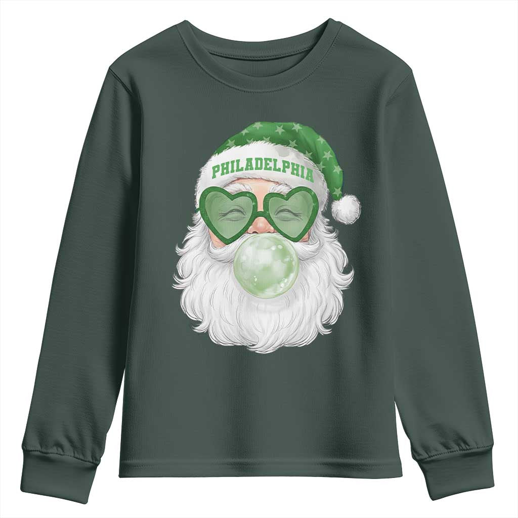 Christmas PFE Youth Sweatshirt Vintage Retro Santa Bubble Gum Game Day TS10 Dark Forest Green Print Your Wear