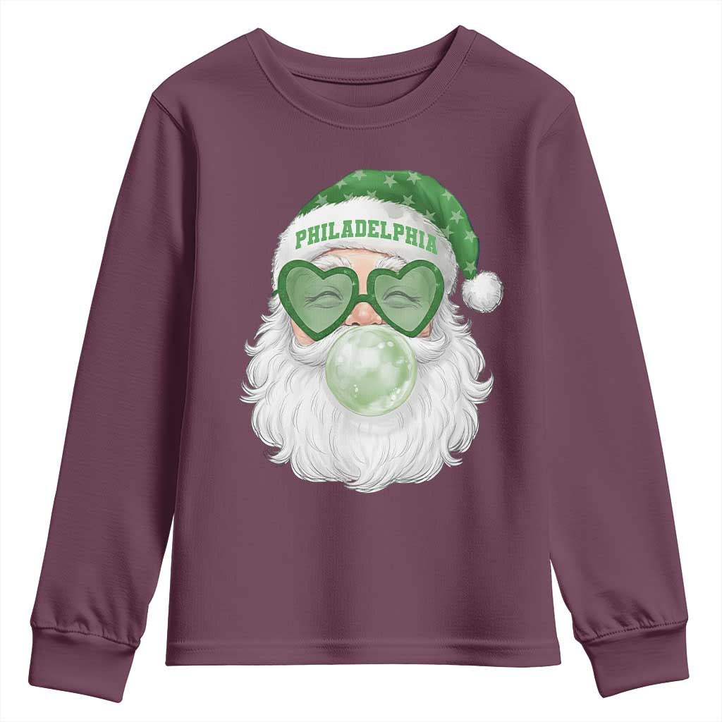 Christmas PFE Youth Sweatshirt Vintage Retro Santa Bubble Gum Game Day TS10 Maroon Print Your Wear