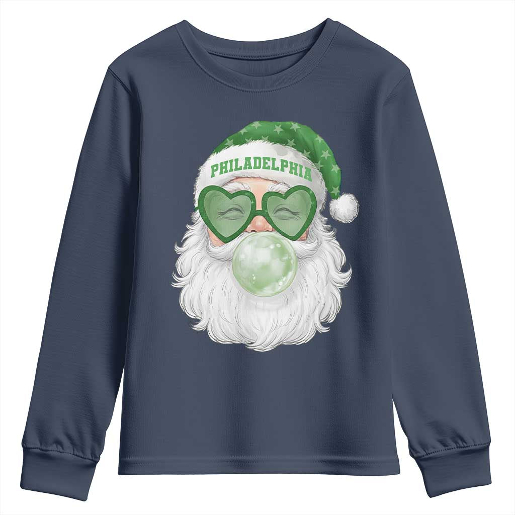 Christmas PFE Youth Sweatshirt Vintage Retro Santa Bubble Gum Game Day TS10 Navy Print Your Wear