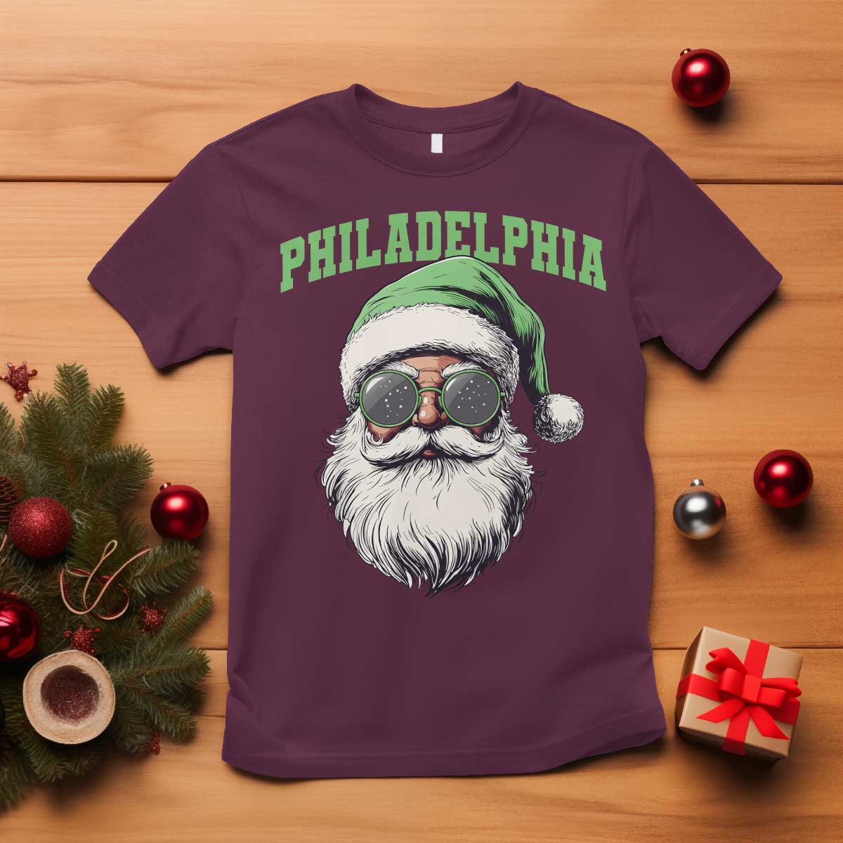 Christmas PFE T Shirt Vintage Santa Claus Face Game Day TS10 Maroon Print Your Wear