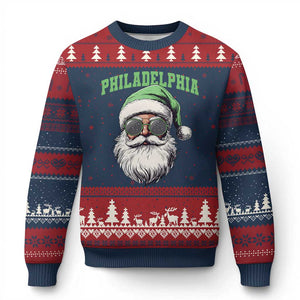 Christmas PFE Ugly Christmas Sweater Vintage Santa Claus Face Game Day TS10 Navy Red Print Your Wear