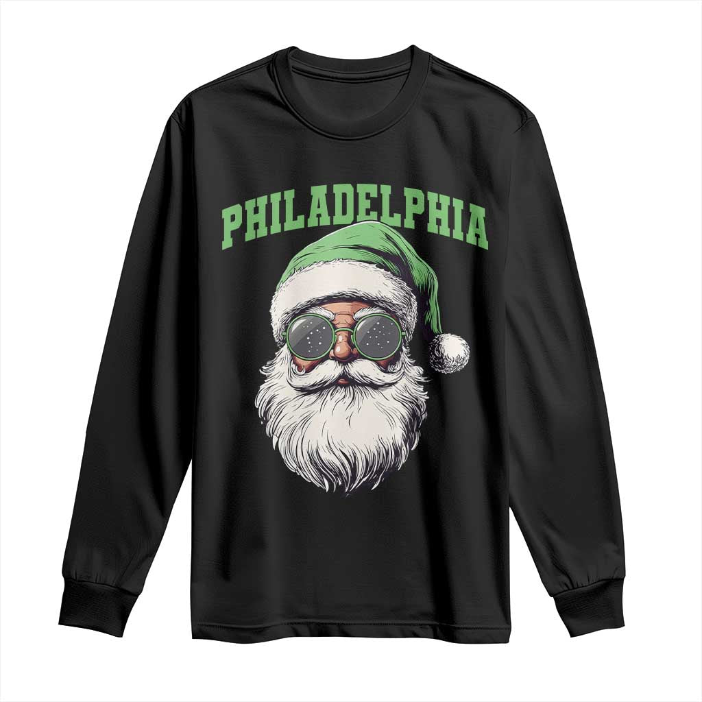 Christmas Philadelphia Fan Long Sleeve Shirt Vintage Santa Claus Face Game Day TS10 Black Print Your Wear